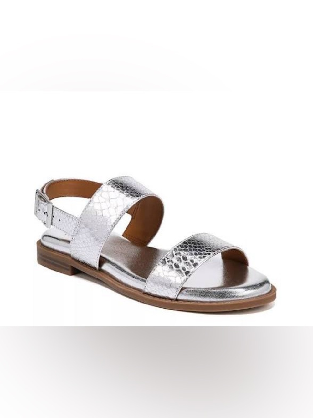 Franco Sarto Silver Textured “Velocity”Strap Sandals
